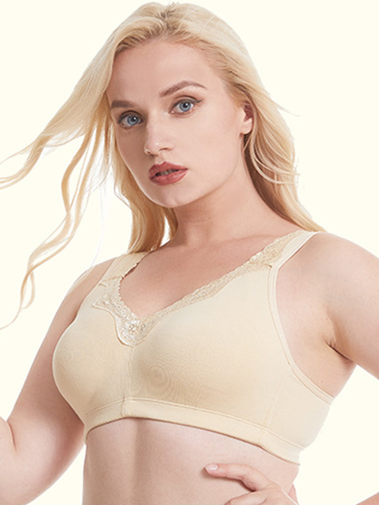Full Figure Lace Cotton Wirefree Bra