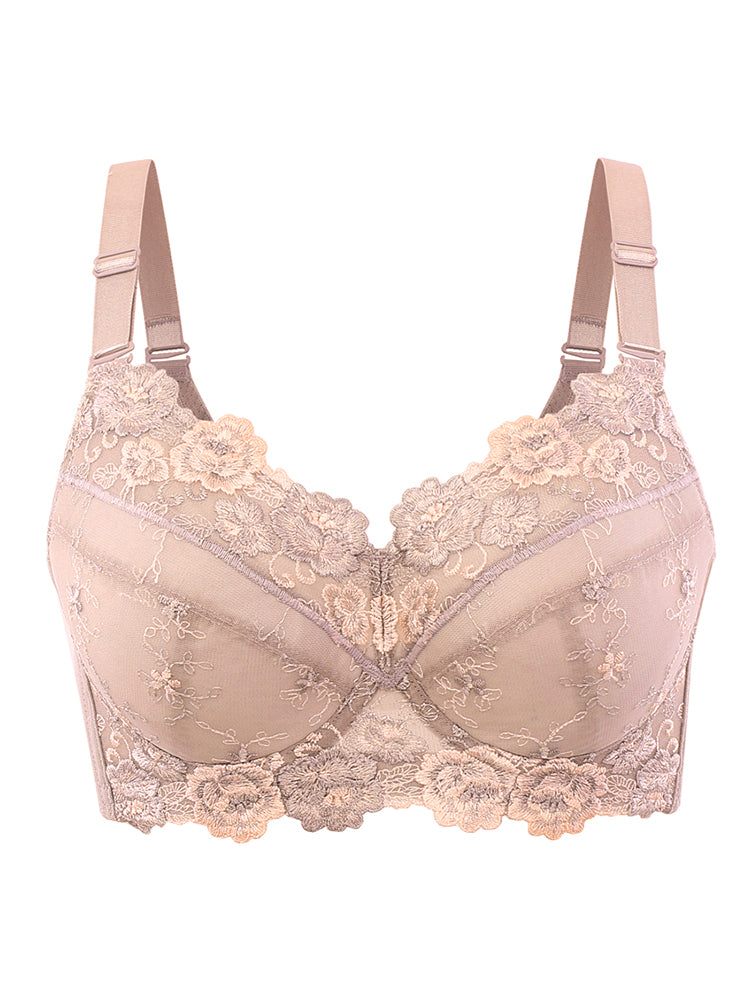 Embroidery Lace Full Cup Side Support Bras