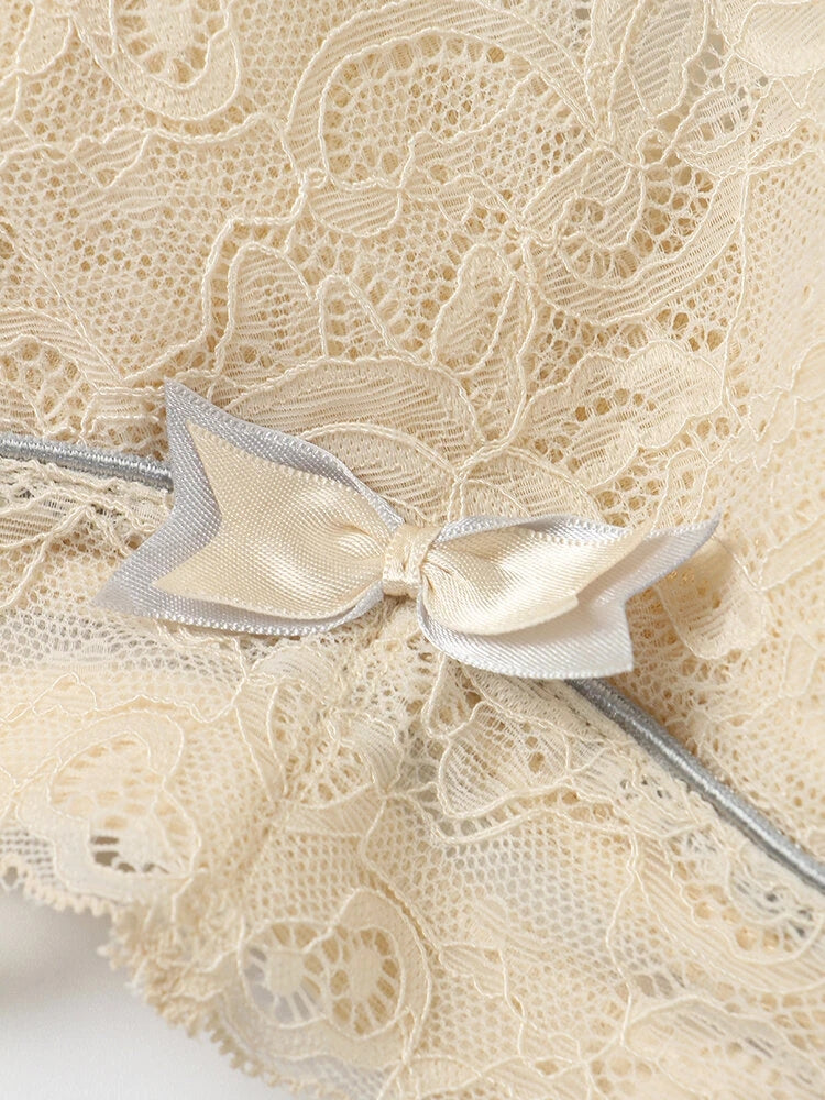 Bowknot Lace Breathable Wireless Lightly Latex Lined Bra
