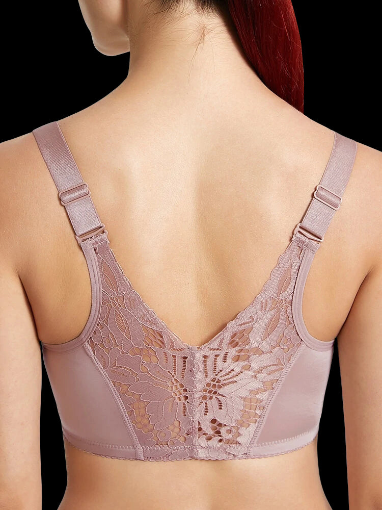 Breathable Front Closure Lace Floral Wire-free Bras