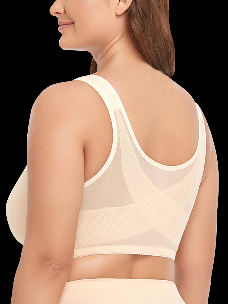 Lace Thin Front Closure Wire-free Back Support Posture Bra