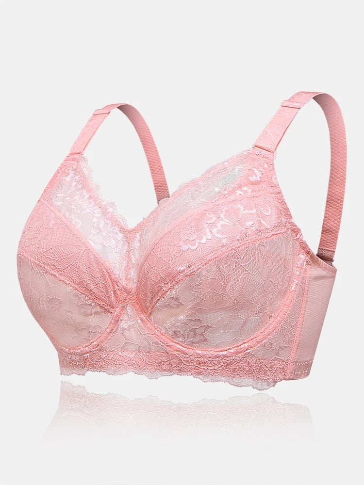 Lace Jacquard Underwire See Through Non Padded Bra