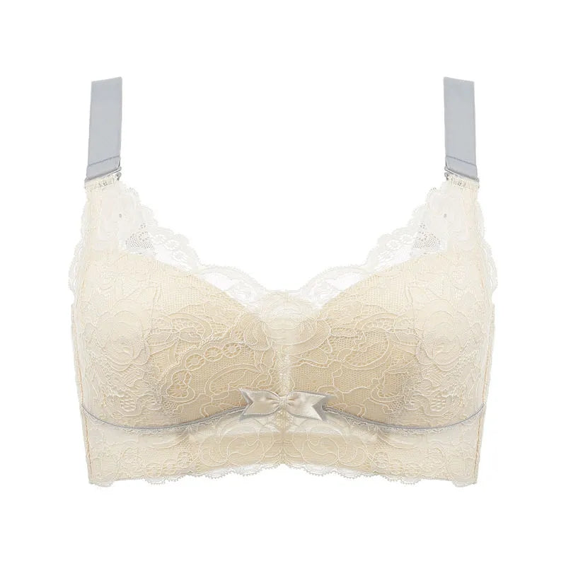 Bowknot Lace Breathable Wireless Lightly Latex Lined Bra