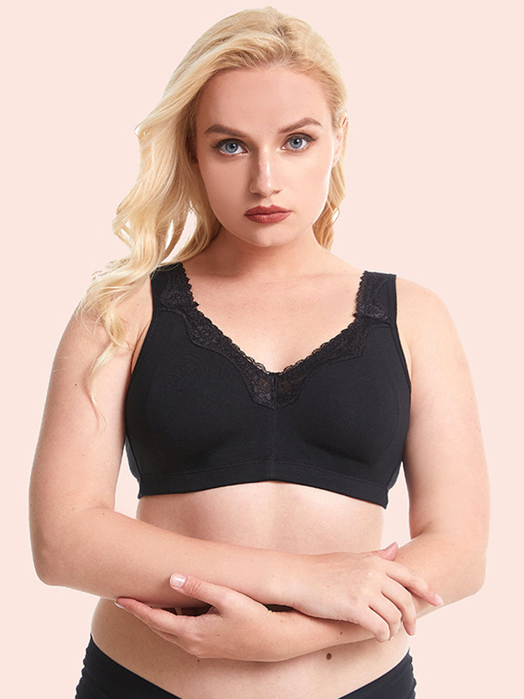 Full Figure Lace Cotton Wirefree Bra
