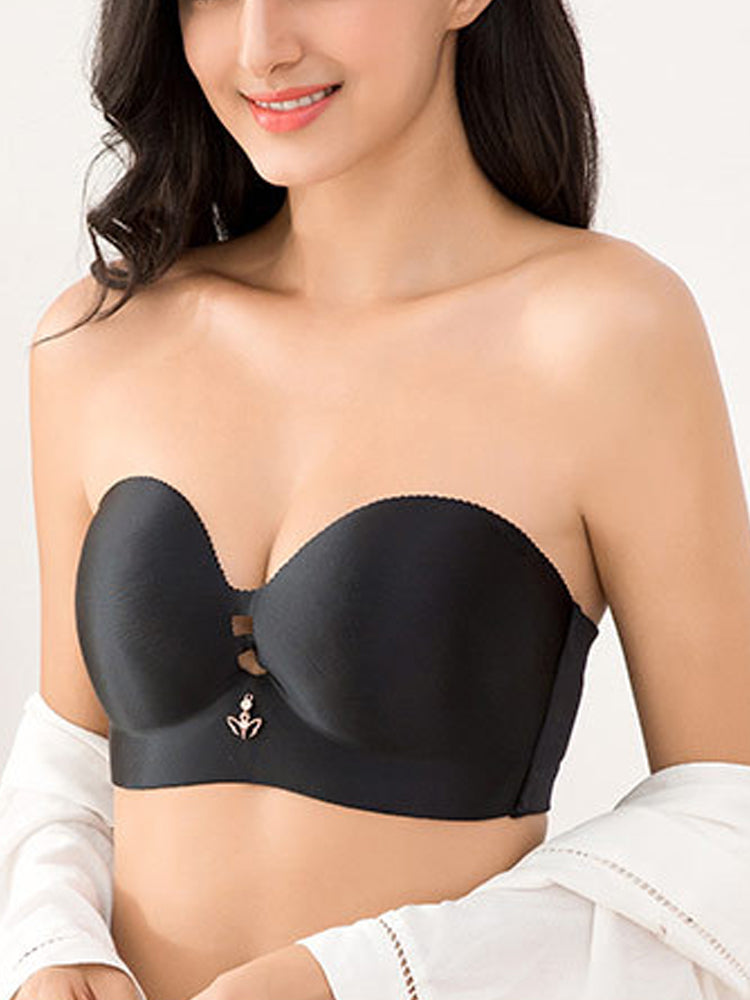 Sleek Strapless Wireless Bra with Removable Shoulder Strap