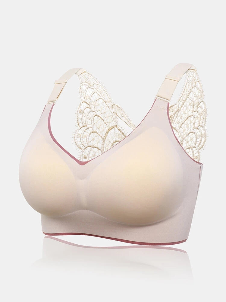 Wireless Butterfly Back Pattern Solid Seamless Bra