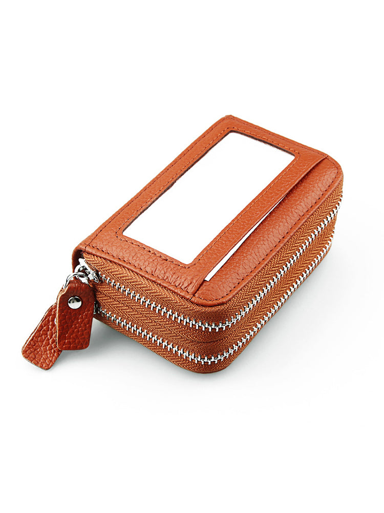 RFID Antimagnetic Genuine Leather 11 Card Slots Card Holder Purse