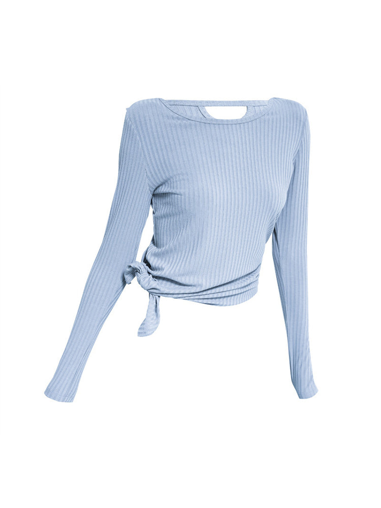 Women Long Sleeve Workout Shirts Slim Fit Ribbed Yoga Tops