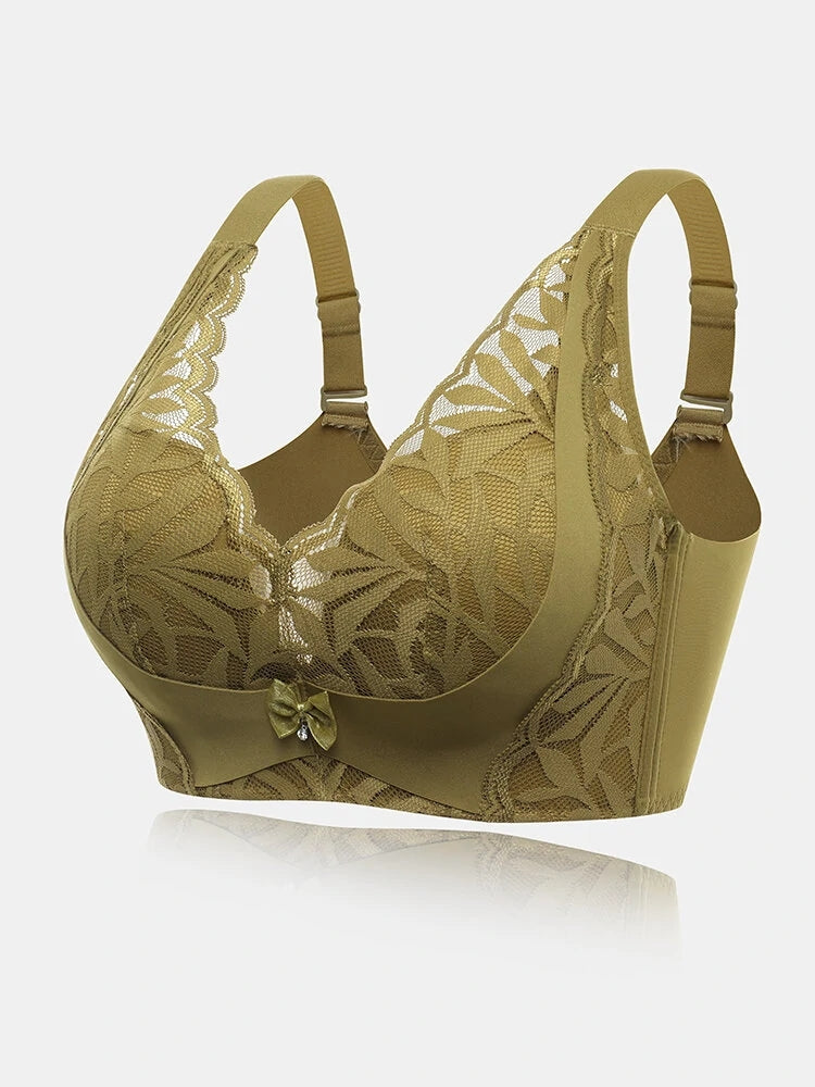 Women Lace Floral Trim Wireless Comfy Thin Bras