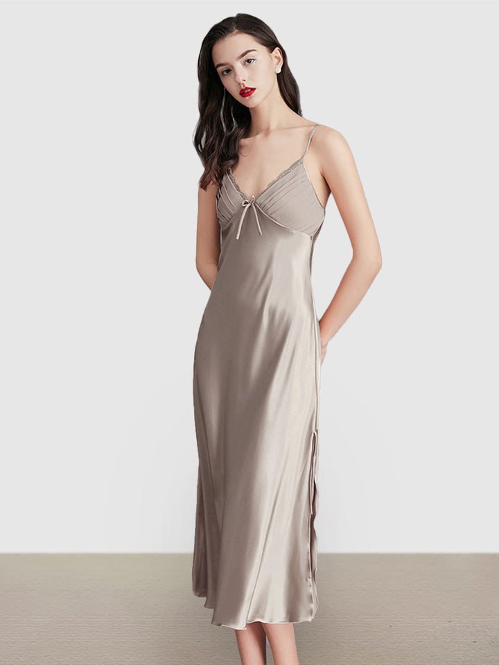 Sexy Sleeveless Satin Nightgowns Loungewears Midi Dresses