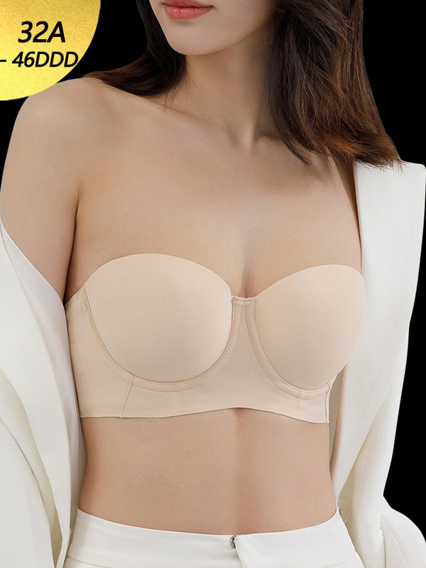 Women's Seamless Wire Support Strapless Bras with Invisible Straps