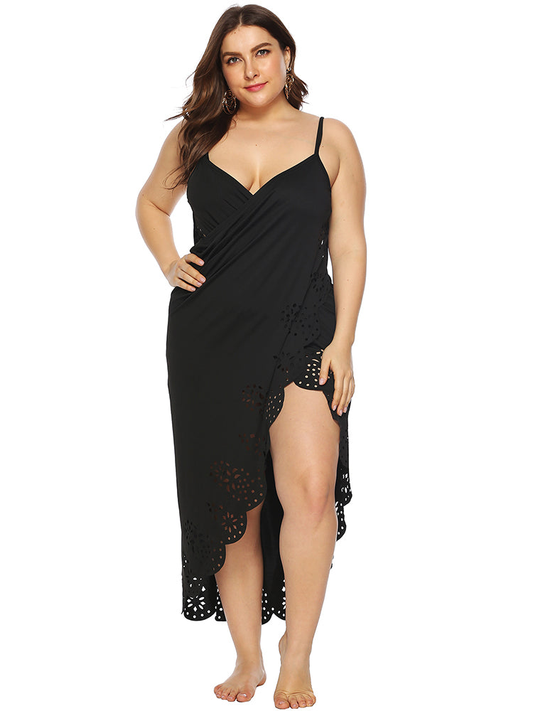 Plus Size Strap Cover Up Beach Backless Wrap Dress