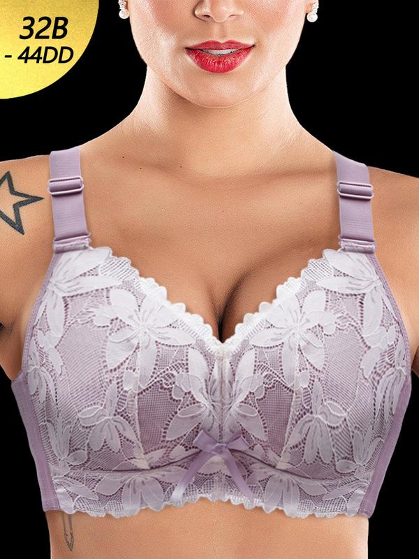 Floral Lace Wire-Free Minimizer Bra