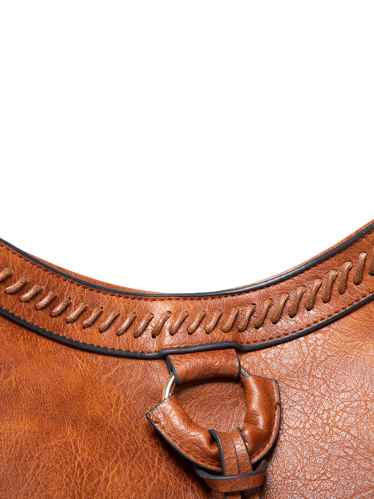 Vintage Tassel PU Leather Large Purse Shoulder Bag for Women