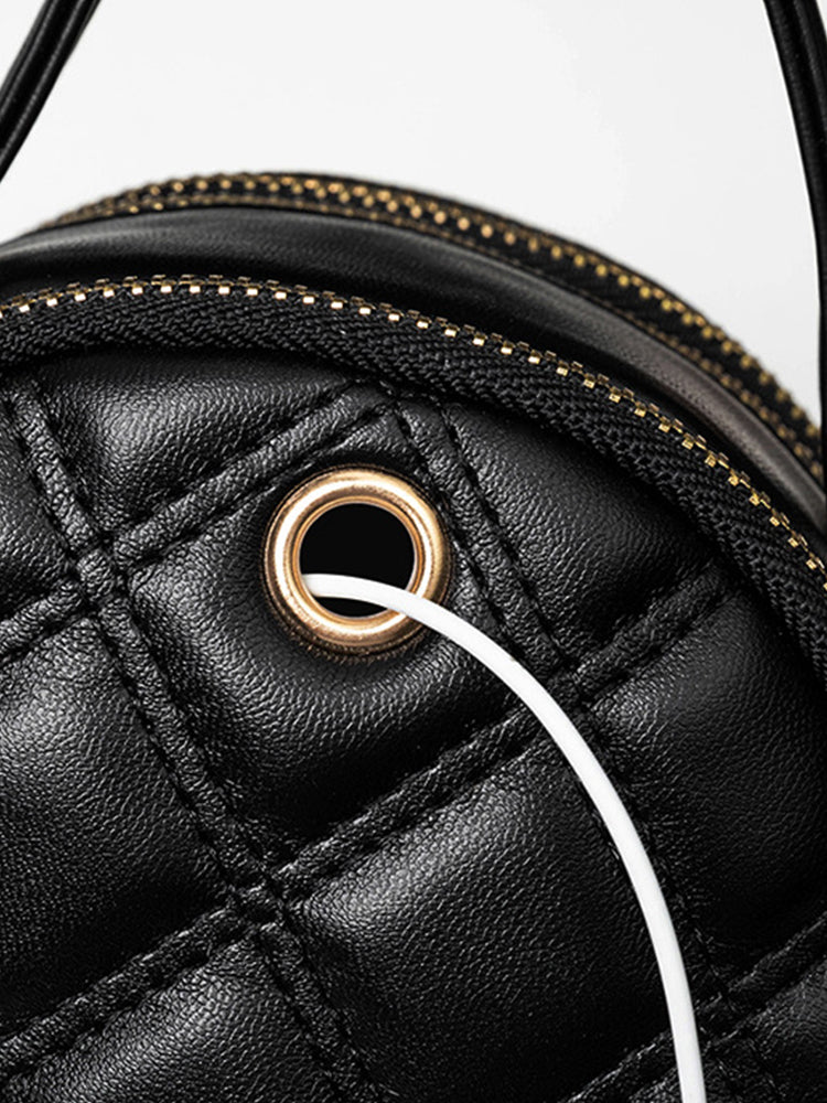 Small Crossbody Bags Diamond Pattern Shoulder Bag with Earphone Hole