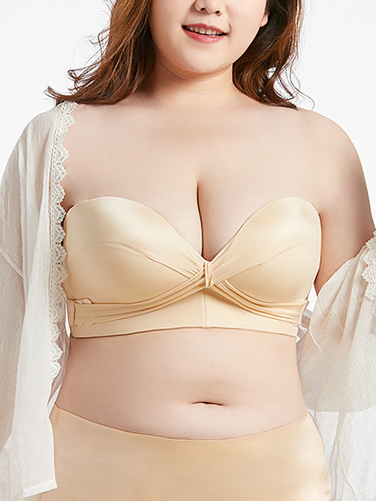 Seamless Push Up No-slip Half Cup Strapless Bra