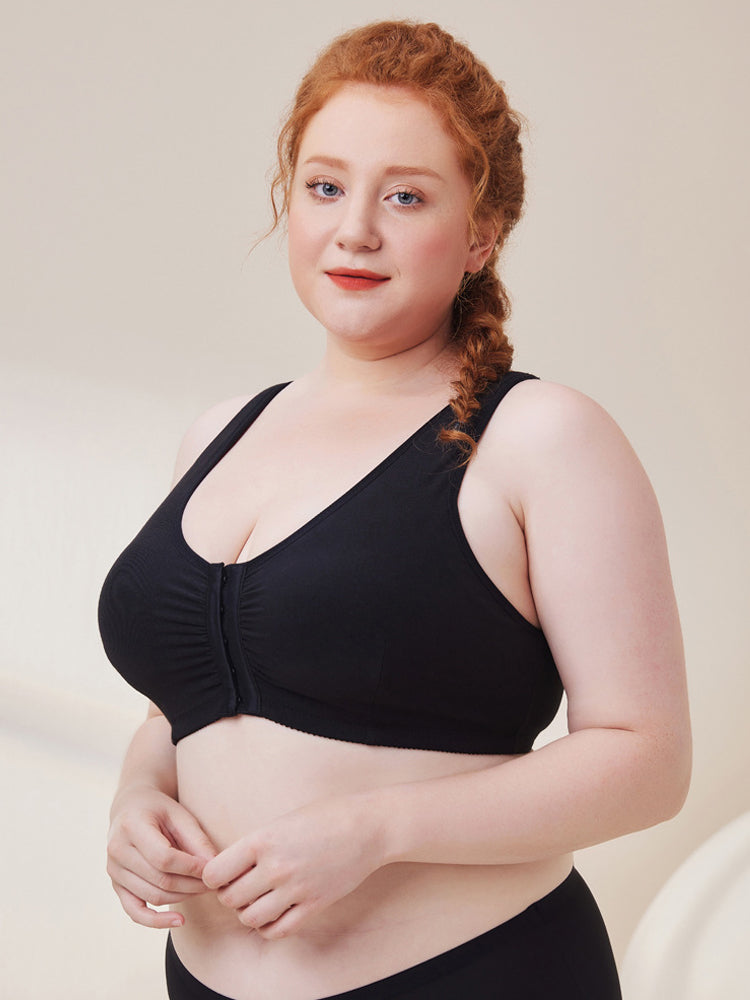 Women Comfort Wireless Cotton Front Close Bra
