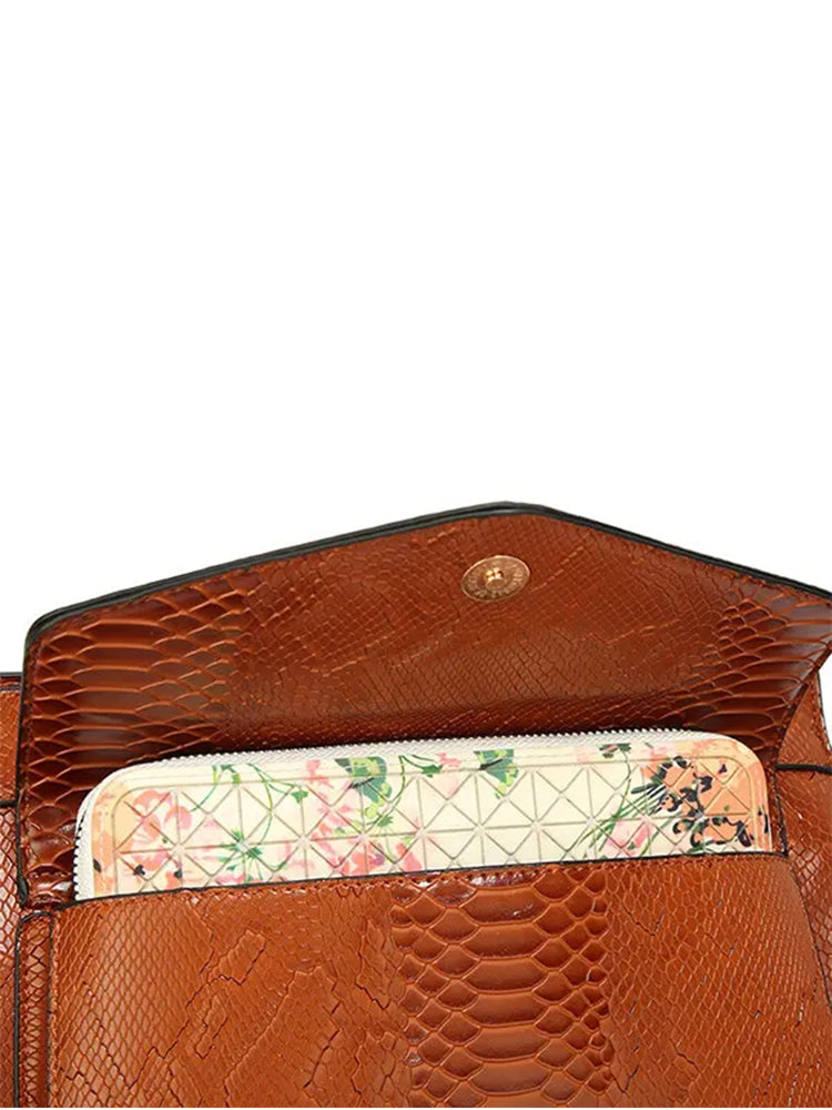 Women Snake Pattern Tote Bag Casual Large Capacity Crossbody Bag