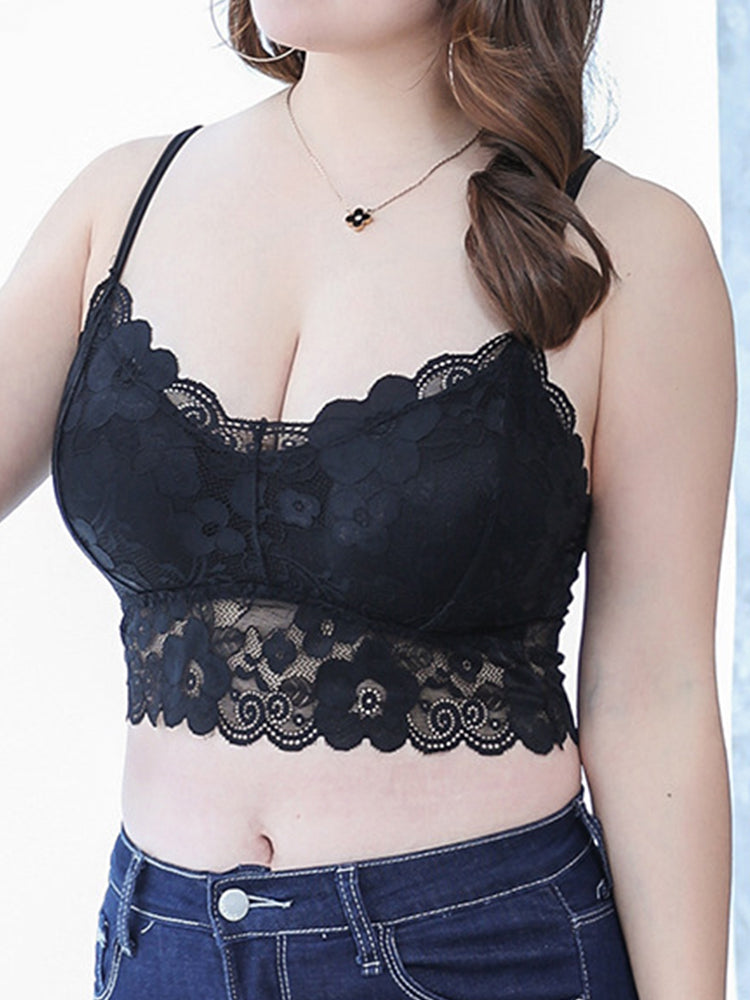 Lace Tube Top Bandeau Padded Bra With Straps
