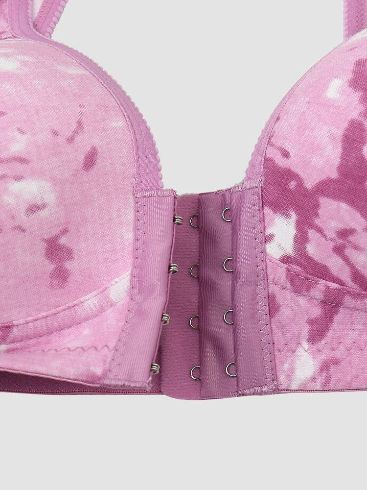 Women's Front Clasp Tie Dyed Lightly Lined Wire-free Bra
