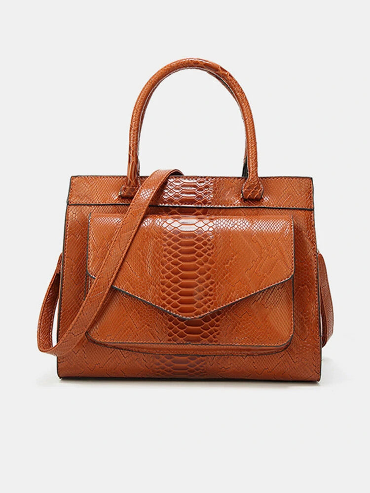 Women Snake Pattern Tote Bag Casual Large Capacity Crossbody Bag