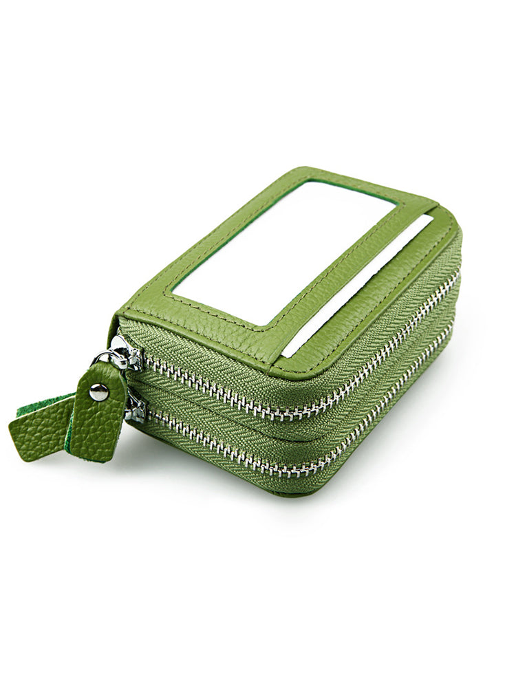RFID Antimagnetic Genuine Leather 11 Card Slots Card Holder Purse