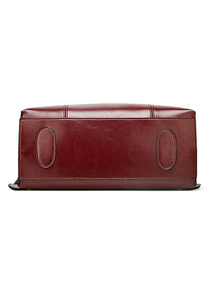 Women PU Leather Casual Handbag Large Capacity Tote Bag Solid Crossbody Bag
