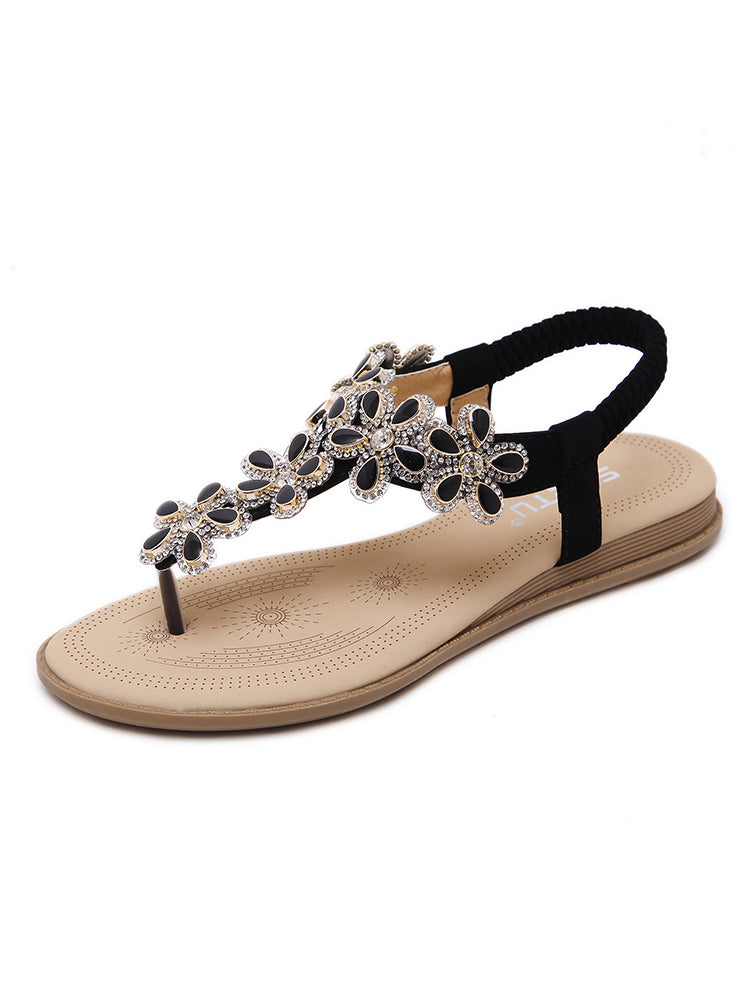 Women's Floral Gems Rhinestone Flip Flops Sandals