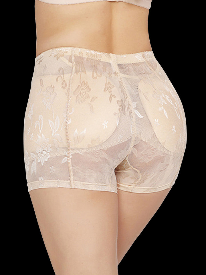 Lace Floral Padded Enhancer Seamless Control Shape Boy Shorts