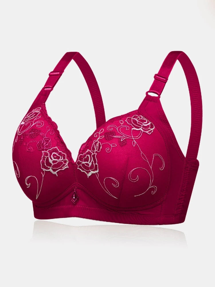 Women's Floral Wireless Light Full Cup Push Up Bra