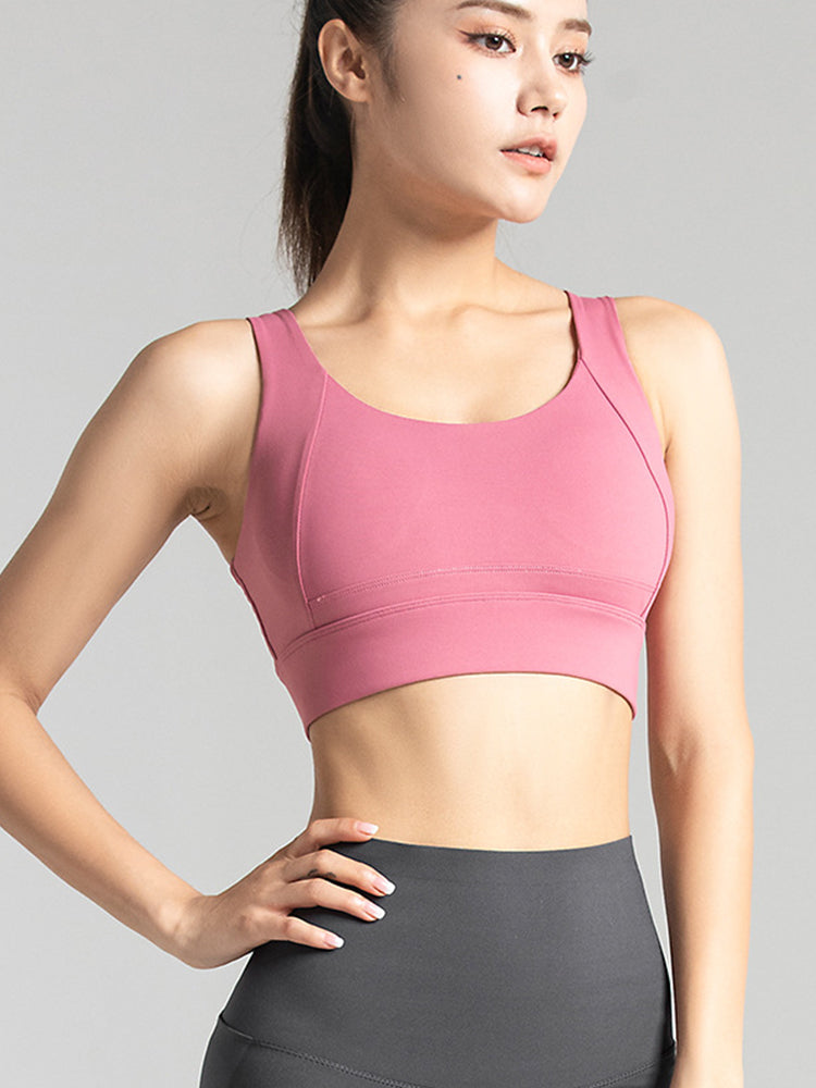 Strappy Sports Bra Crisscross Back Medium Support Yoga Bra