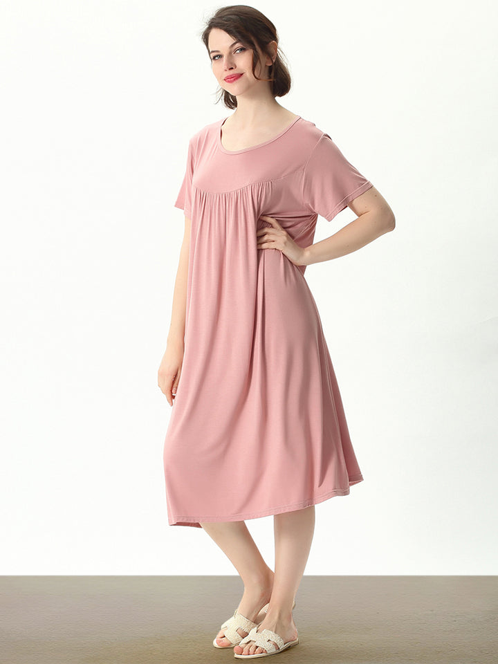 Plus Size Casual Nightgown Midi Loungewear Sleepwear