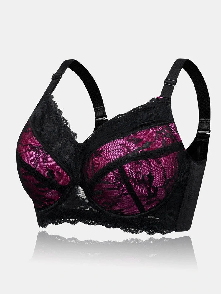 Breathable Lace Full Coverage Soft Wire Support Bra