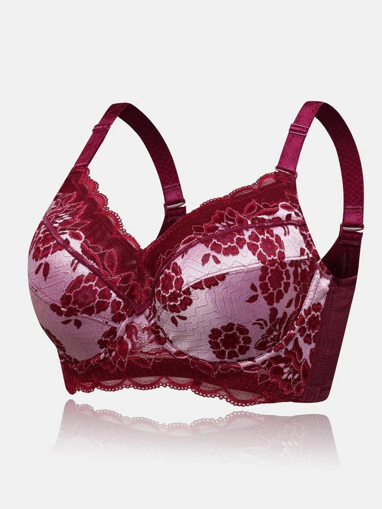Breathable Lace Full Coverage Soft Wire Support Bra
