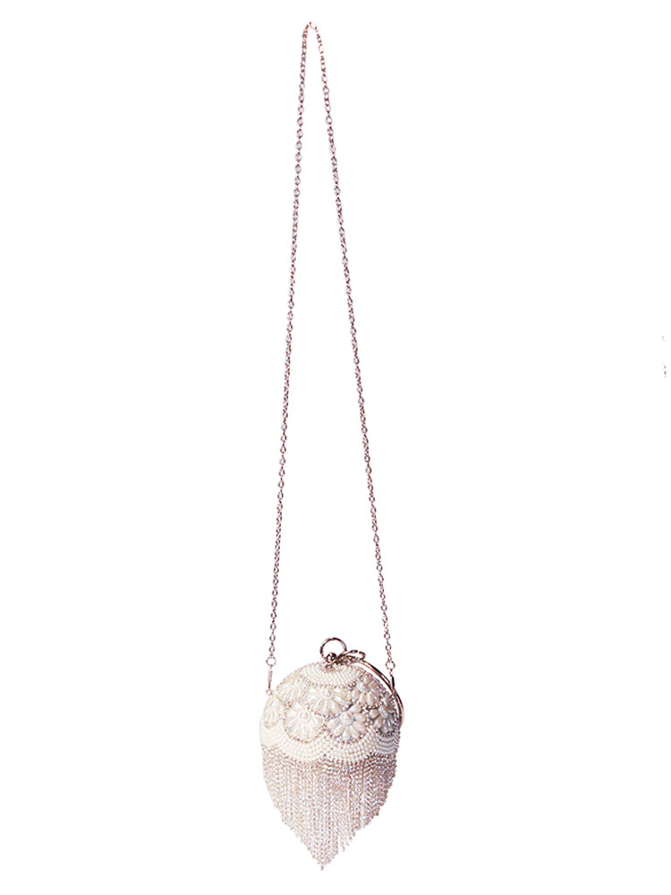 Round Ball Crystal Evening Clutch Purse Tassel Wedding Party Hand Bags