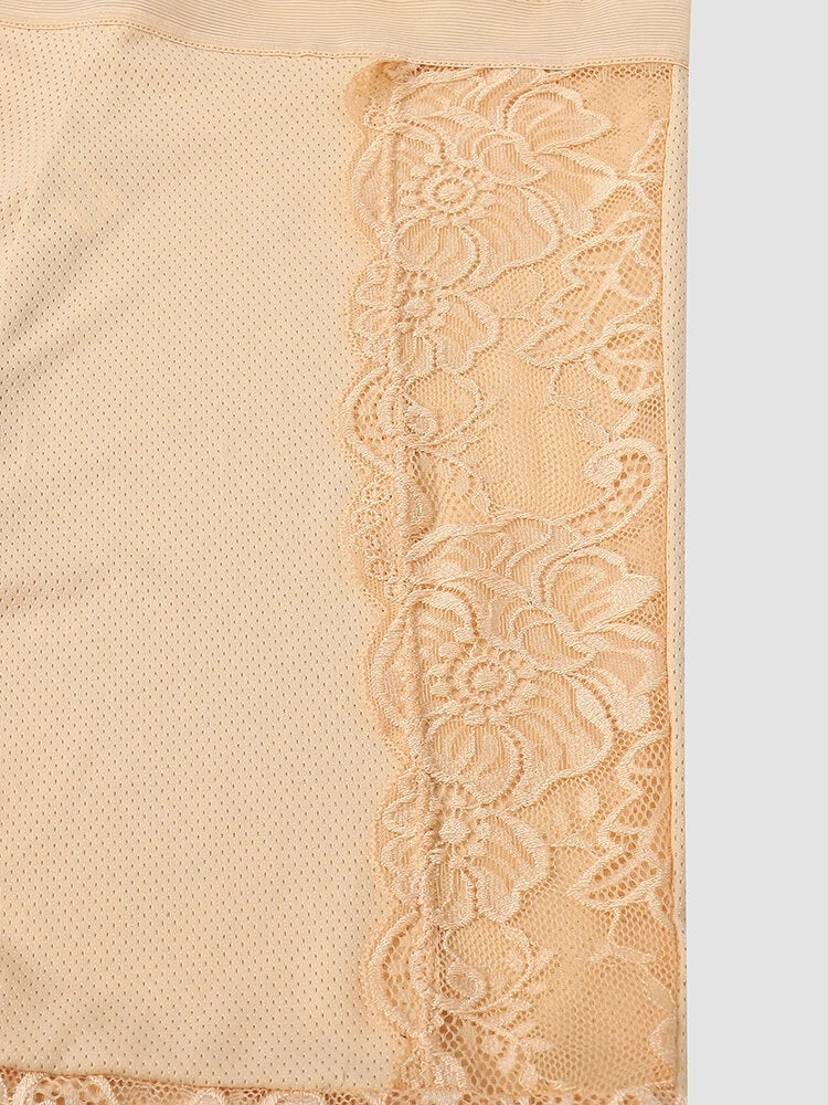Lace Patchwork Legging Safety Hollow Out See Through Breathable Panties