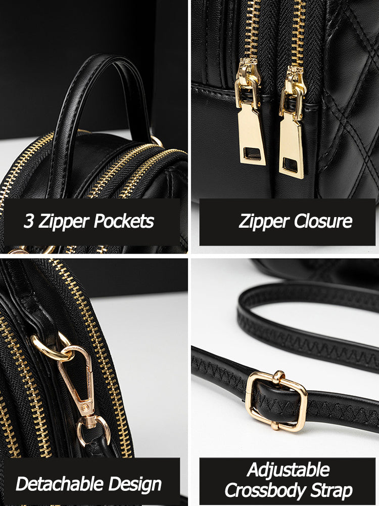 Small Crossbody Bags Diamond Pattern Shoulder Bag with Earphone Hole