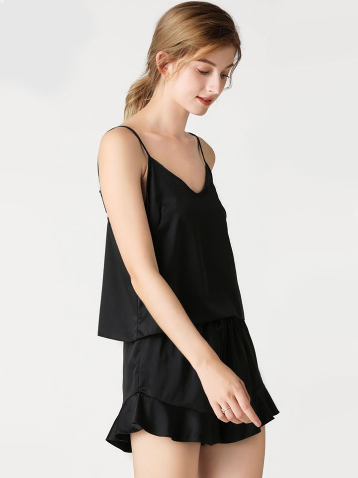 Women's V-Neck Satin Sleep Camisole Sexy Pajama Sets