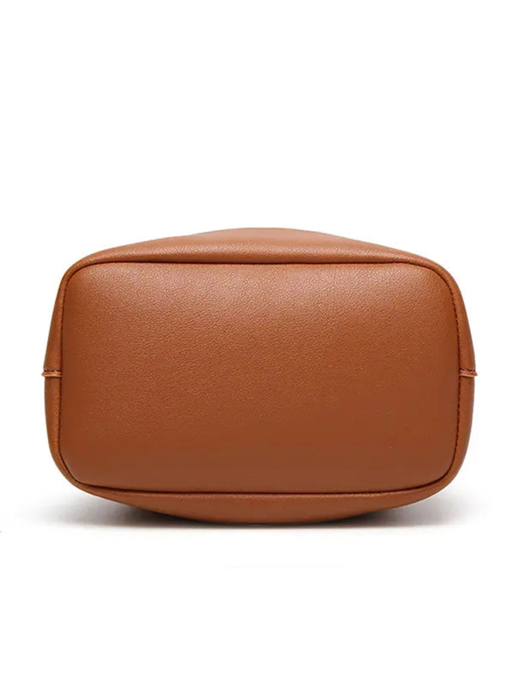 Women PU Leather Vintage Tassel Bucket Bags Mini Crossbody Bags