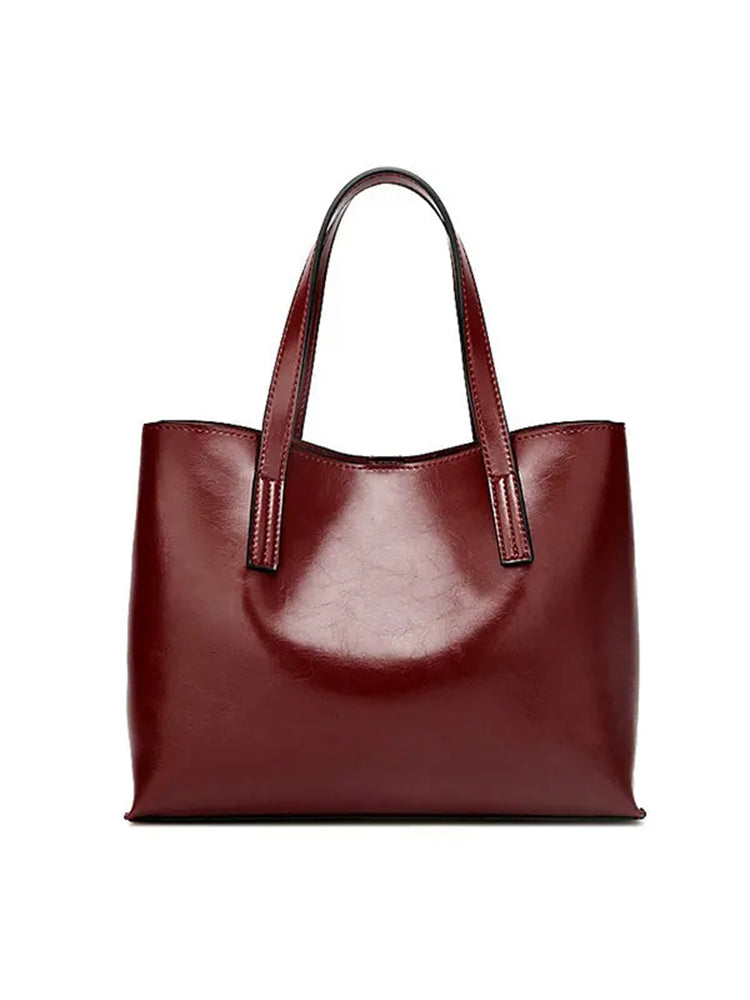 Women PU Leather Casual Handbag Large Capacity Tote Bag Solid Crossbody Bag