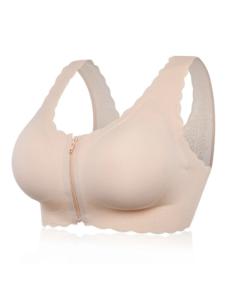 Seamless Front Zipper Wireless Bra