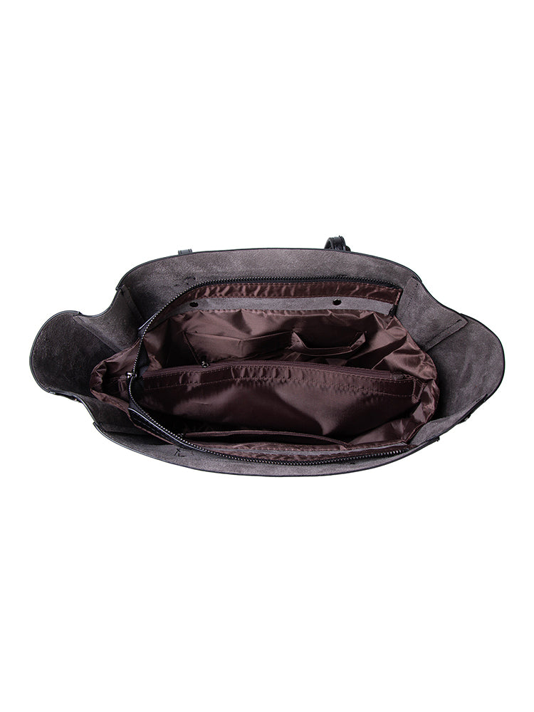 Solid Large Capacity Leisure Handbag Faux Leather Shoulder Tote Bag