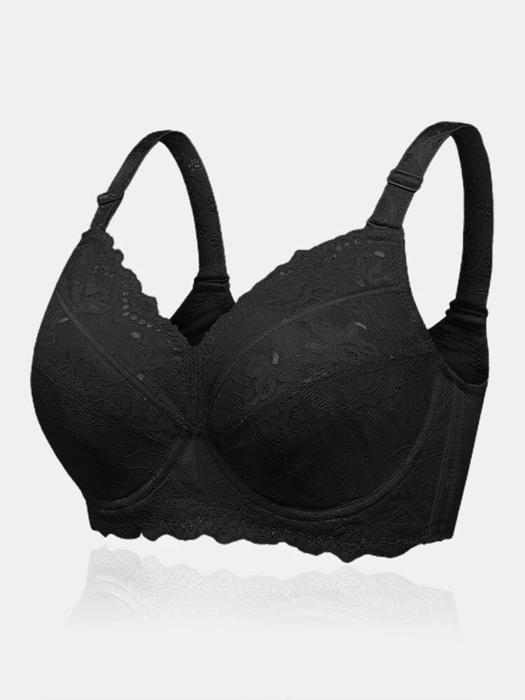 Breathable Lace Full Coverage Soft Wire Support Bra