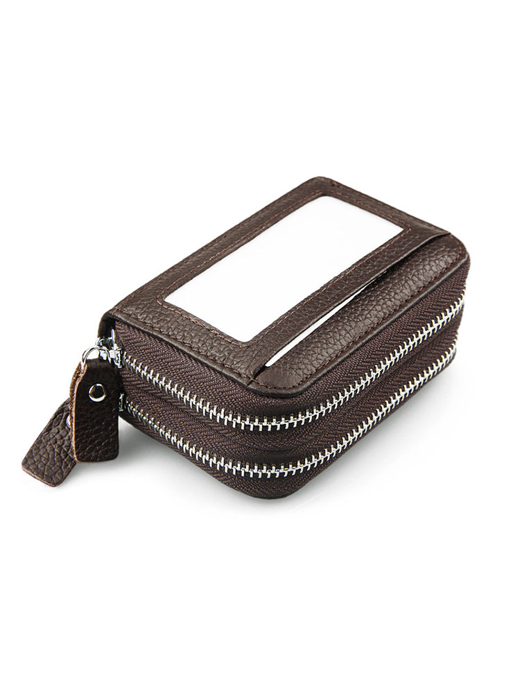 RFID Antimagnetic Genuine Leather 11 Card Slots Card Holder Purse