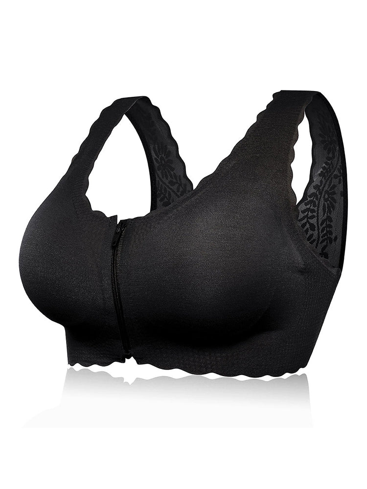 Seamless Front Zipper Wireless Bra