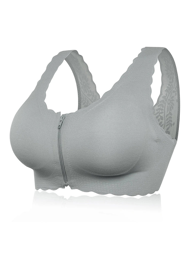 Seamless Front Zipper Wireless Bra
