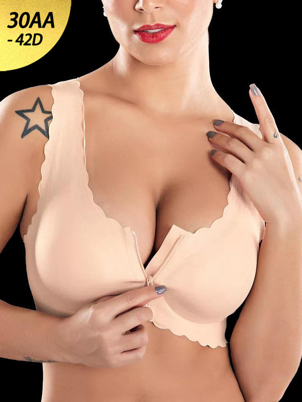 Seamless Front Zipper Wireless Bra