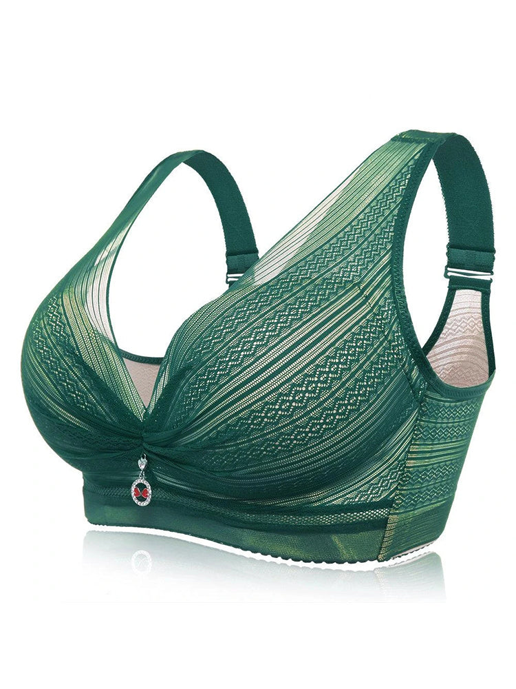 Sexy Deep Plunge Wide Straps Comfort Wireless Bra