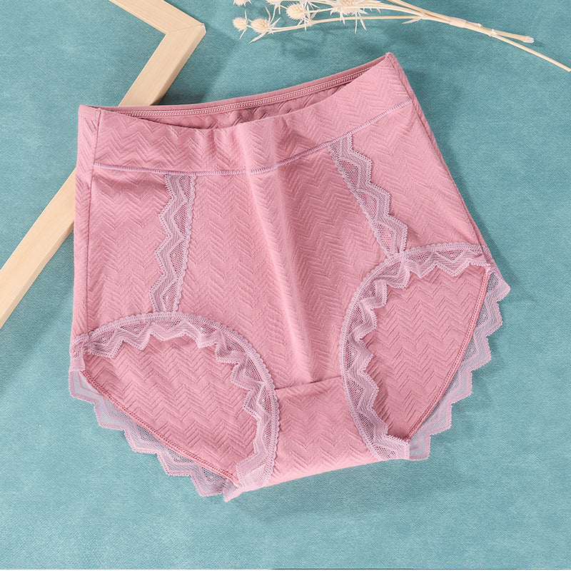 3-Pack Women Plus Size Lace Cotton Underwear High-Cut Panty