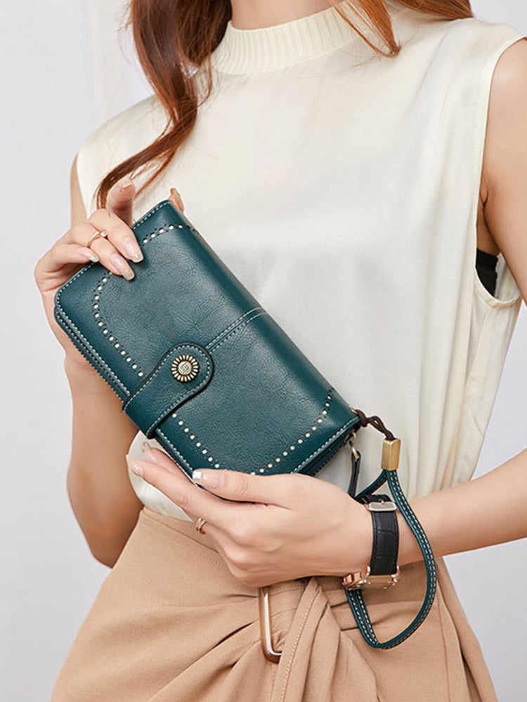 Women's PU Leather RFID Flap Wallet Clutch Organizer